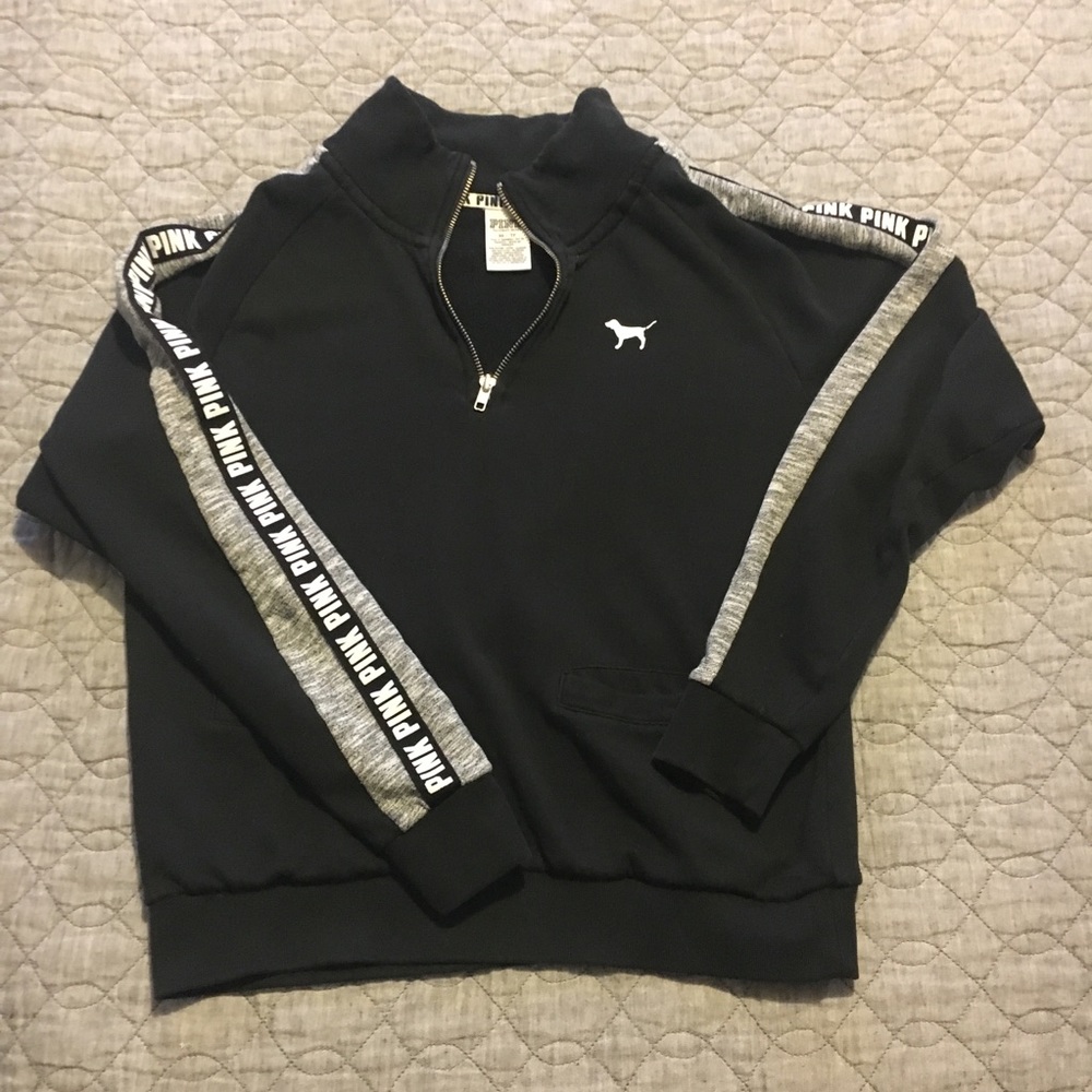 Pink Black Quarter Zip Sweater